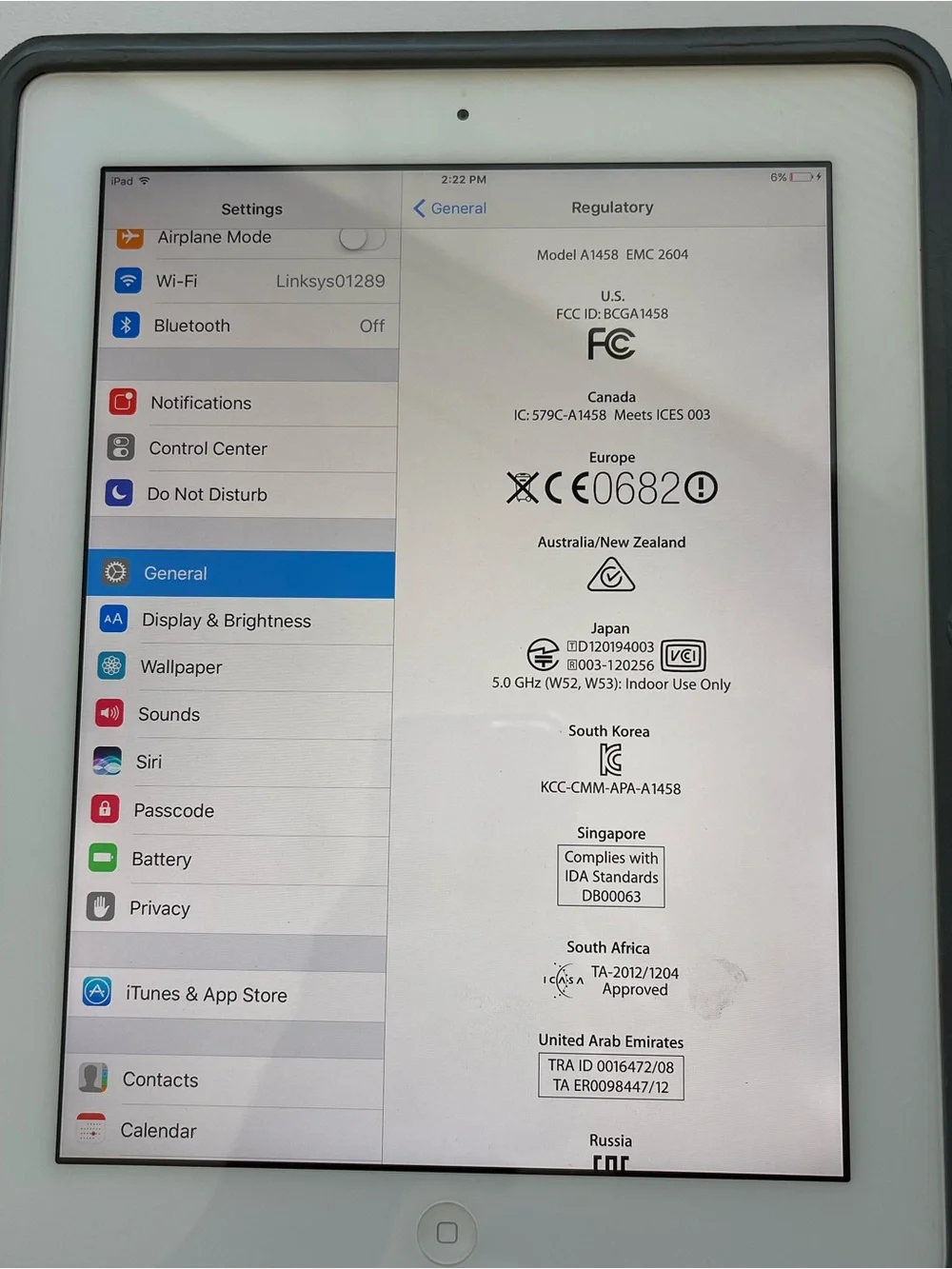 Original Apple iPad 4th Generation 16GB White A1458 MD513LL/A WiFi
